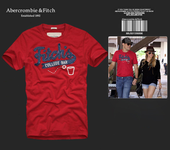 Abercrombie Fitch Hombres De Cuello Redondo Con Gente Fotos Corto Remera AF5688